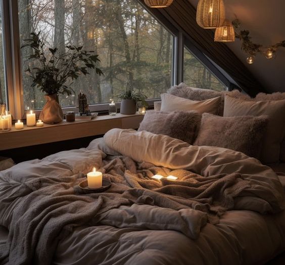 Спальня с видом на лес